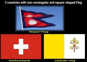 3 pays avec un drapeau non rectangulaire et de forme carrée