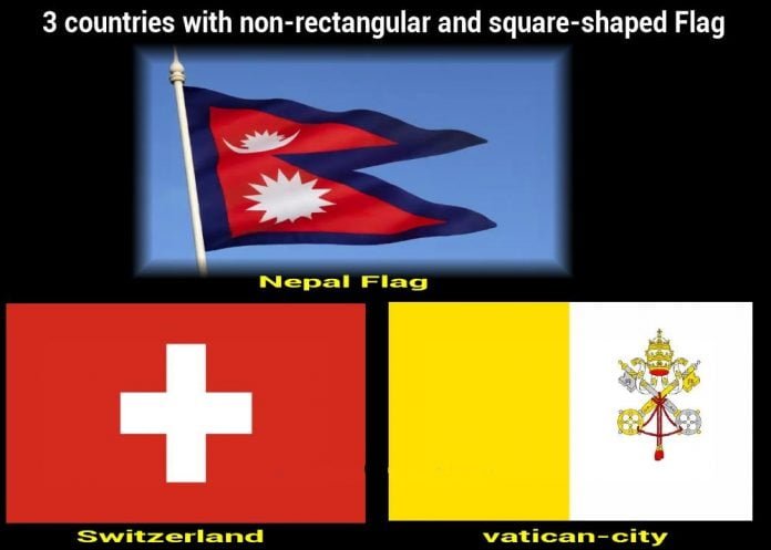 3 pays avec un drapeau non rectangulaire et de forme carrée