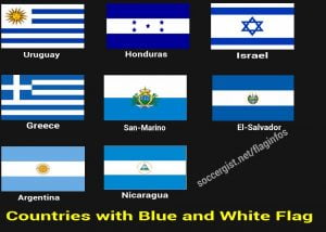 country with blue and white flag