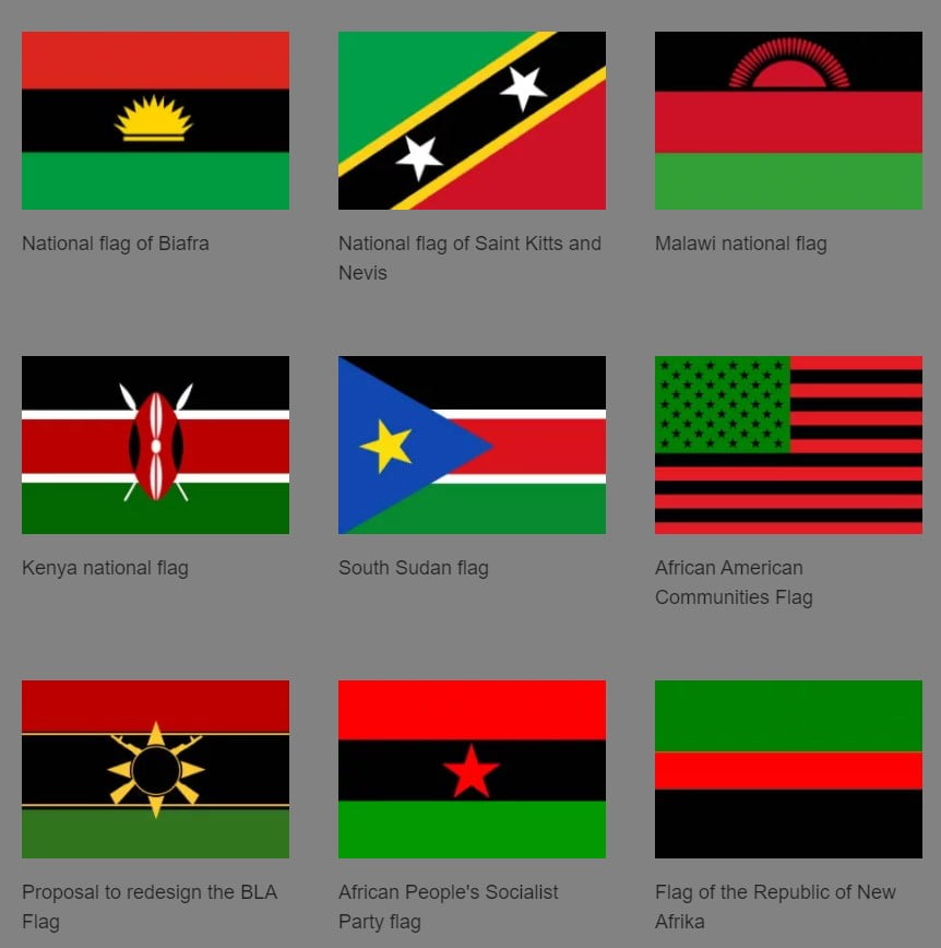 Variants of the Pan-African flag