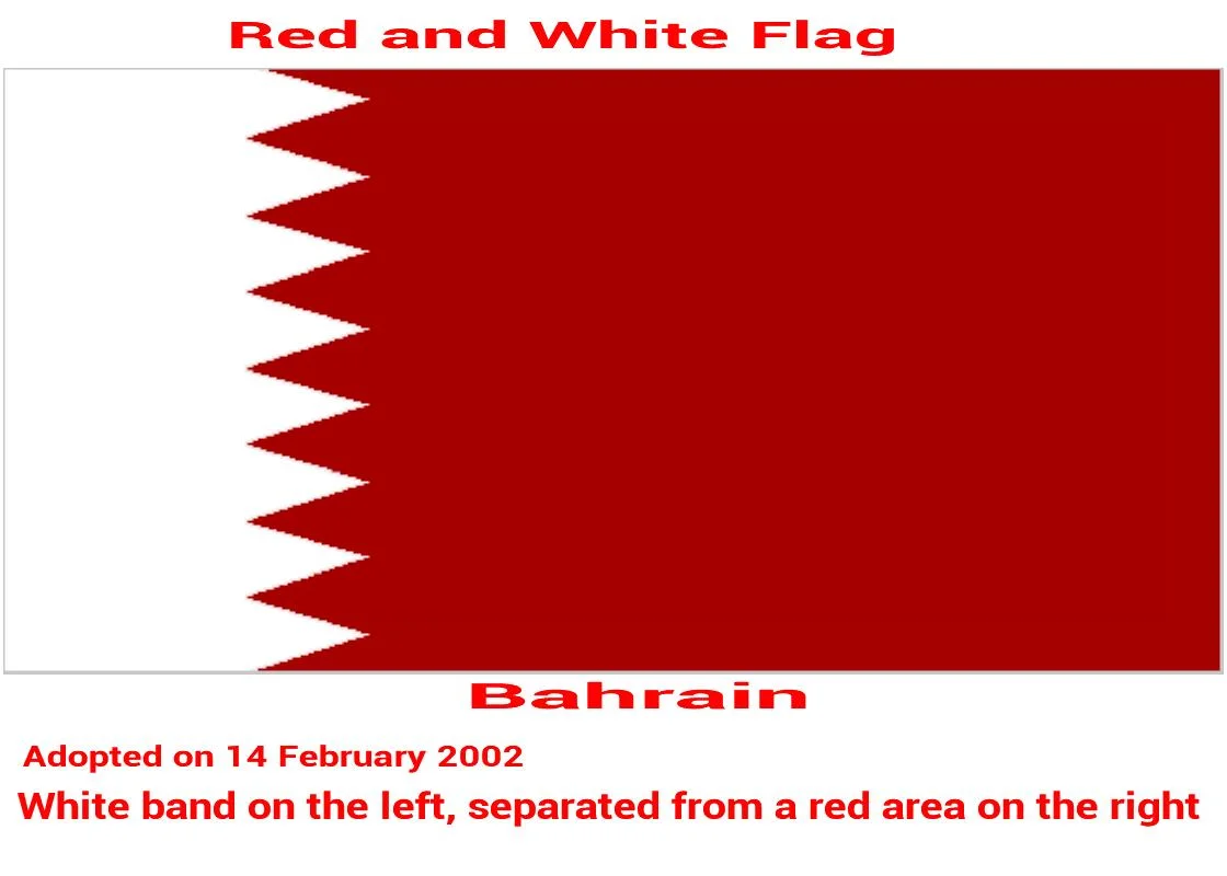 Bahreïn-drapeau-blanc-rouge-cinq-triangles